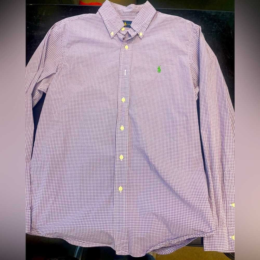 Ralph Lauren Polo Purple Button Down With Green Logo
